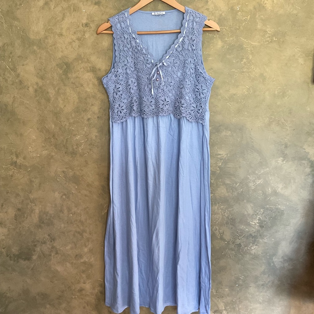 Vintage La Senza | Crochet Babydoll Maxi Dress | Soft Cotton | Large | Lavender